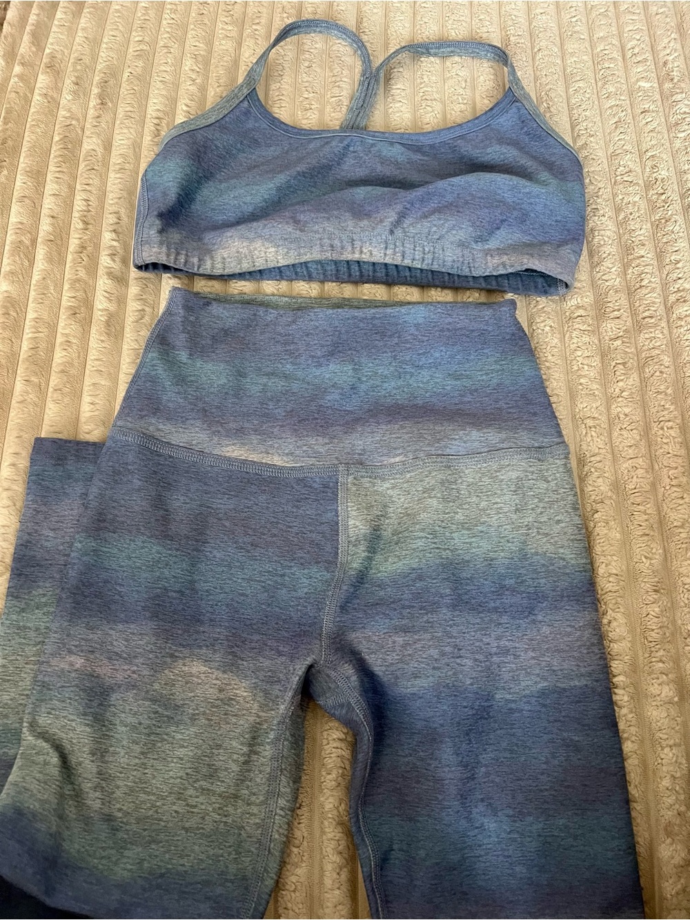 Beyond Yoga Watercolor Waves Top and Leggings Set